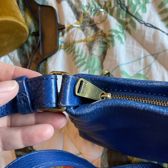 Fossil blue leather shoulder bag - Picture 5 of 16